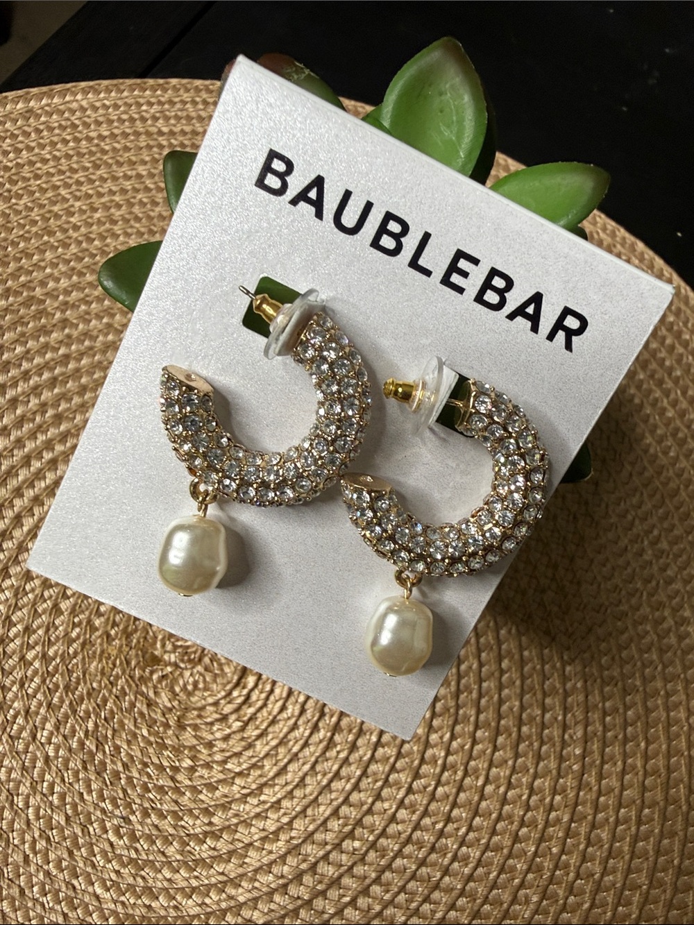BAUBLEBAR 🔥 Nwot Faux Pearl Dangle Rhinestones Earrings